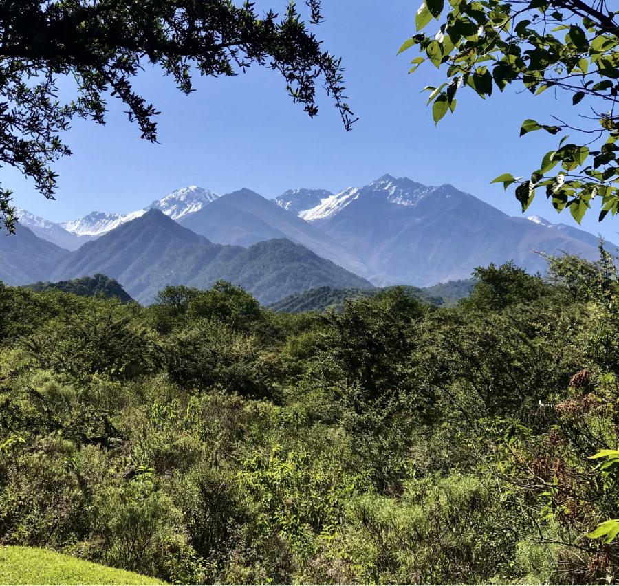 Los cerros nevados fotografiados desde las Sierras de San Javier.