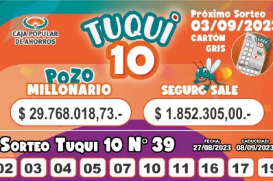 Tuqui 10: cómo salió el sorteo del domingo 27 de agosto