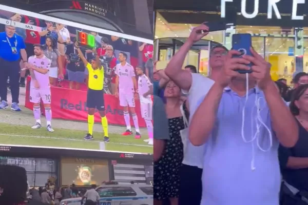 El inédito y masivo festejo del gol de Messi en el Times Square de Nueva York