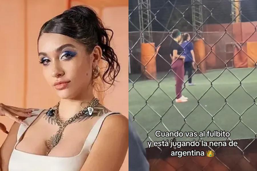Dos fanáticas se encontraron a María Becerra jugando al fútbol y  revolucionaron las redes