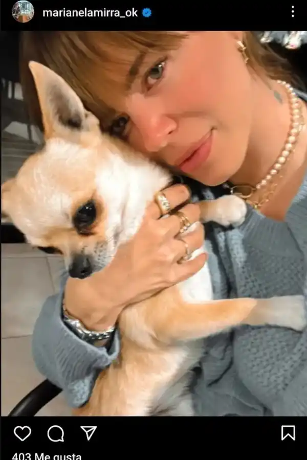 Marianela Mirra le dedicó un tierno mensaje a su perro Milo