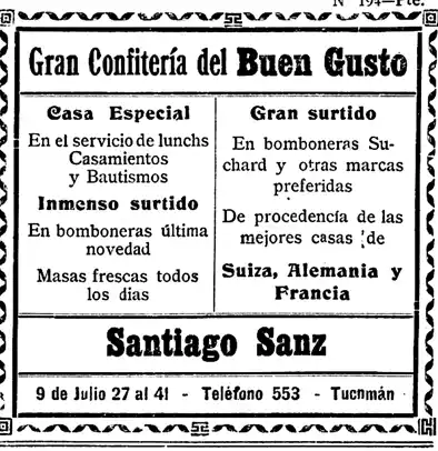 PUBLICIDAD. La confitería ubicada en 9 de Julio primera cuadra era una de las más renombrada de la ciudad. 