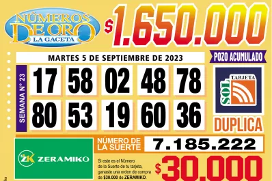 Los Números de Oro de LA GACETA del 5 de septiembre de 2023