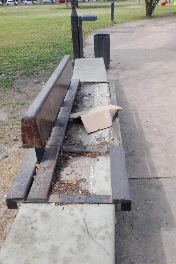 ¿Vandalismo o robos?: arrancaron las maderas de los asientos en el parque 9 de Julio