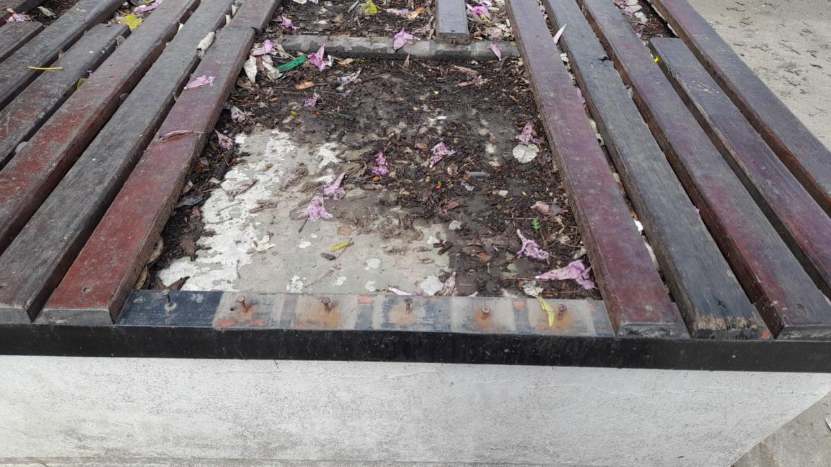 ¿Vandalismo o robos?: arrancaron las maderas de los asientos en el parque 9 de Julio