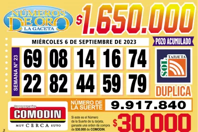 Los Números de Oro de LA GACETA del 6 de septiembre de 2023