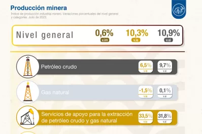 Durante julio, la producción minera aumentó 10,3% interanual