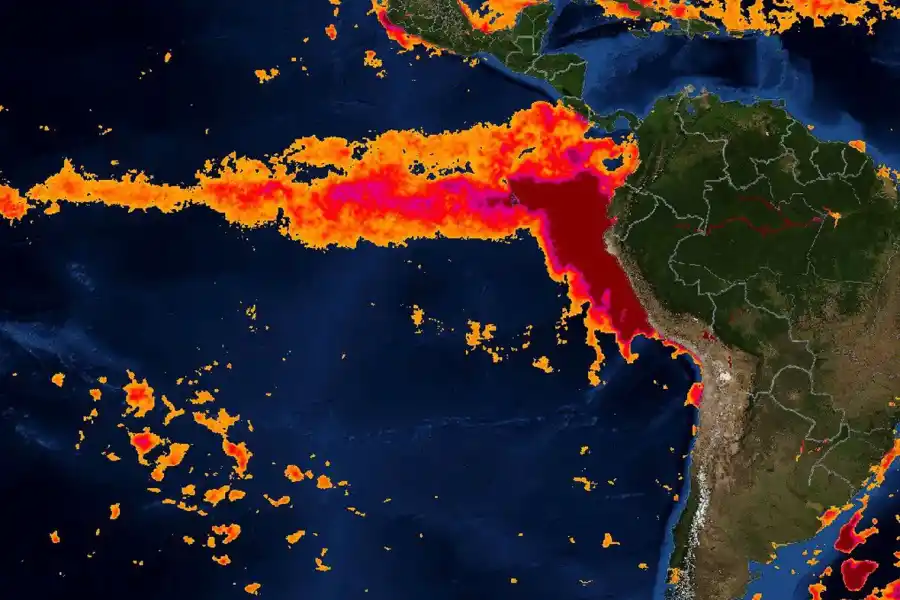 Fenómeno El Niño: la impactante imagen del Pacífico Central cada vez más caliente