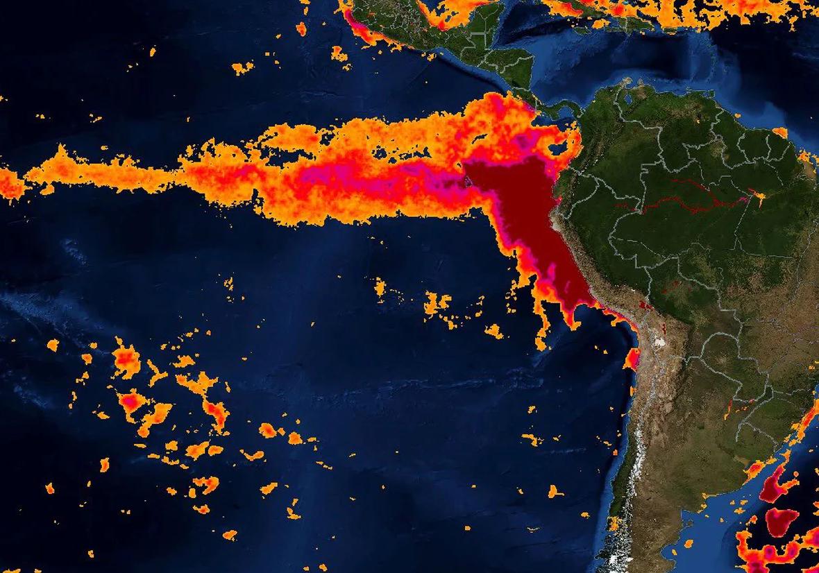 Fenómeno El Niño: la impactante imagen del Pacífico Central cada vez más caliente