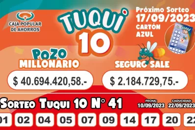 Tuqui 10: cómo salió el sorteo del domingo 10 de septiembre