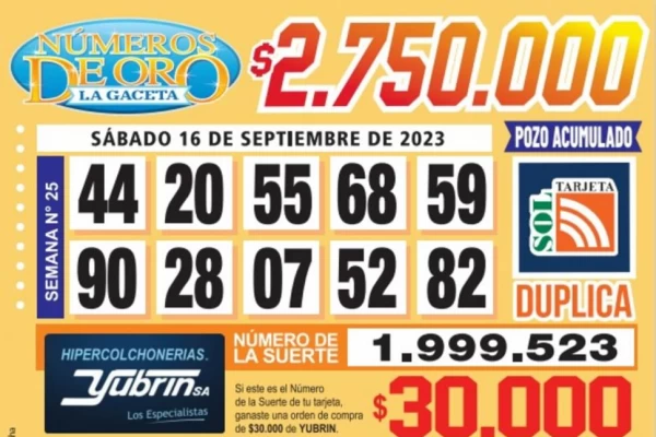 Los Números de Oro de LA GACETA del 16 de septiembre de 2023