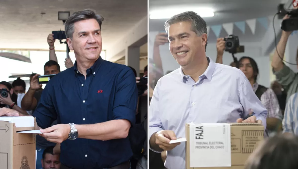 A LAS URNAS. Leandro Zdero (Juntos por el Cambio) y Jorge Capitanich (Frente Chaqueño) ya emitieron sus votos y esperan la victoria de los espacios que lideran en Chaco.