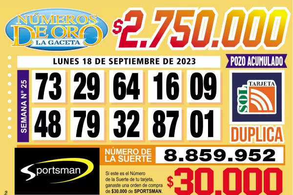 Los Números de Oro de LA GACETA del 18 de septiembre de 2023
