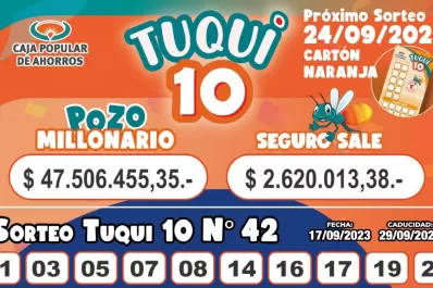 Tuqui 10: cómo salió el sorteo del domingo 17 de septiembre
