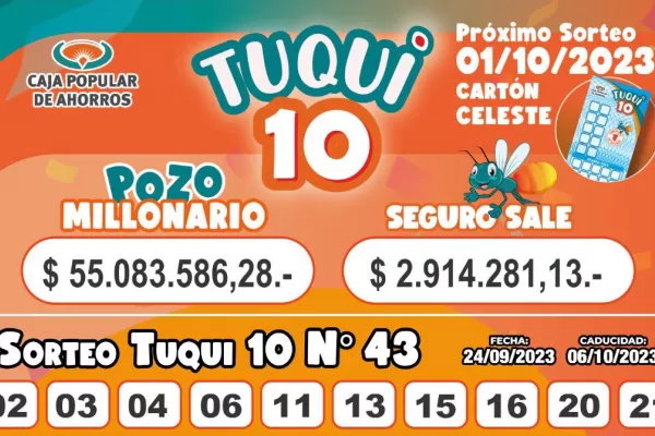 Tuqui 10: cómo salió el sorteo del domingo 24 de septiembre