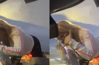 La mujer que se trepó al capot de un auto será denunciada penalmente