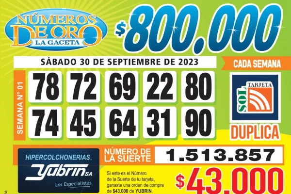 Los Números de Oro de LA GACETA del 30 de septiembre del 2023