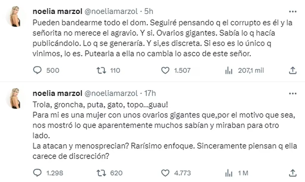 El descargo de Noelia Marzol tras las críticas a Sofía Clerici.