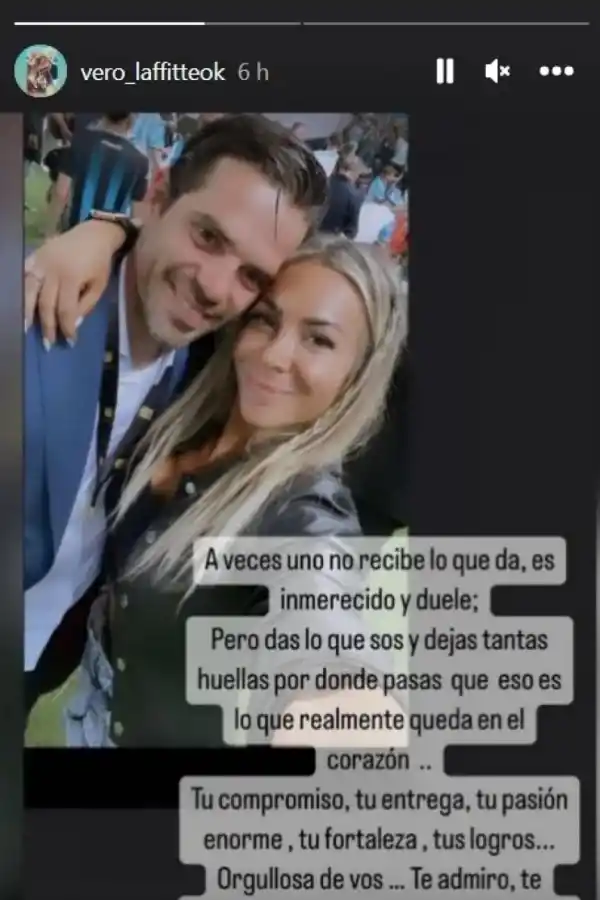 RESPALDO. Laffite subió una historia a su cuenta de Instagram.