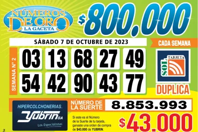 Los Números de Oro de LA GACETA del 7 de octubre de 2023