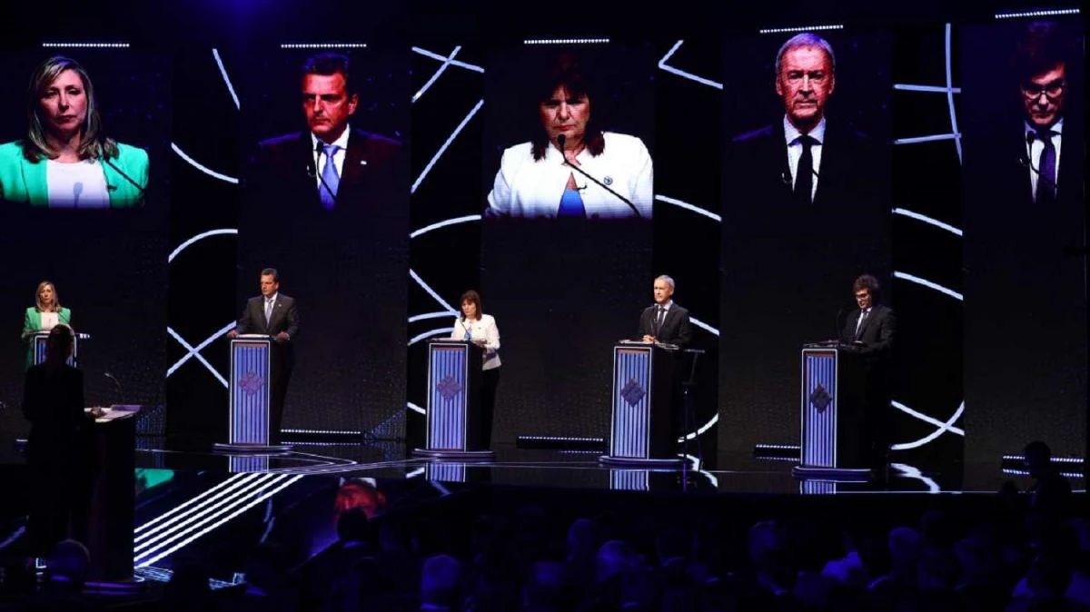 CARA A CARA. Bregman, Massa, Bullirch, Schiaretti y Milei particiaron del segundo debate. 