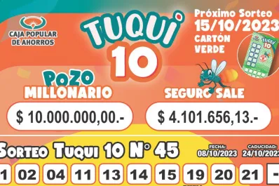 Tuqui 10: un ganador se llevó el pozo millonario del domingo 8 de octubre