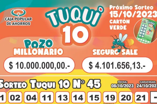 Tuqui 10: un ganador se llevó el pozo millonario del domingo 8 de octubre