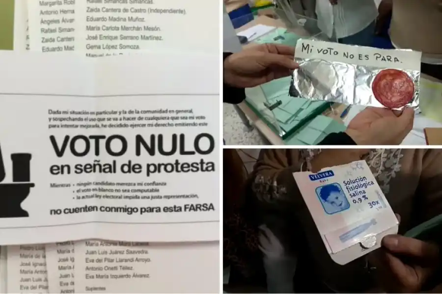 Votos nulos: objetos encontrados en los sobres.