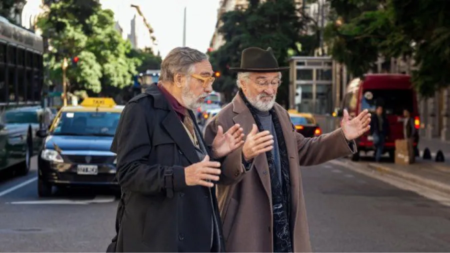 Luis Brandoni y Robert De Niro grabando Nada en Buenos Aires.