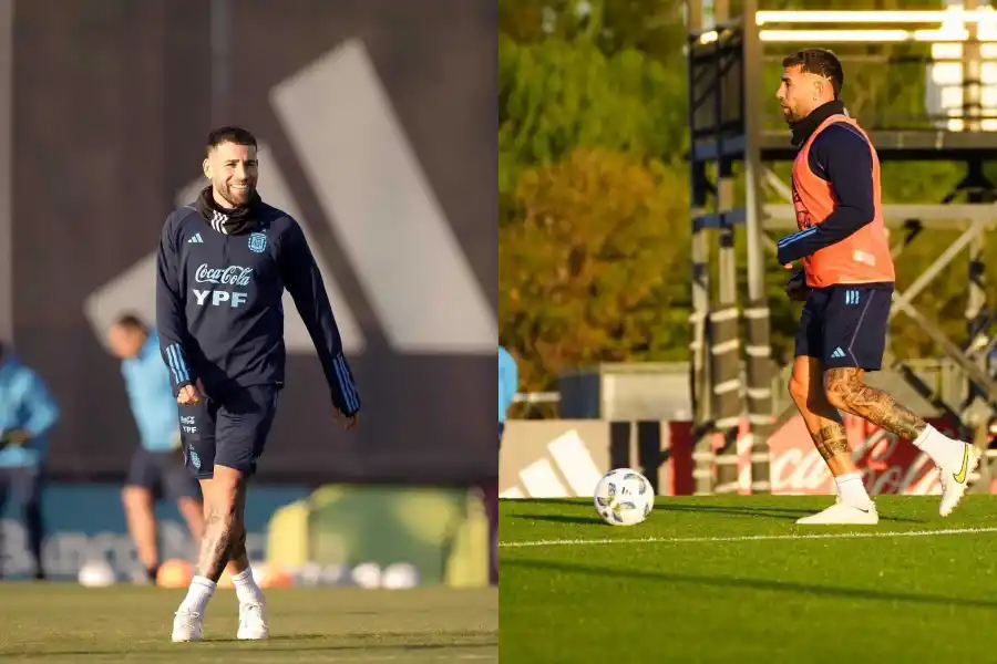 Nicolás Otamendi en los entrenamientos de la Selección.