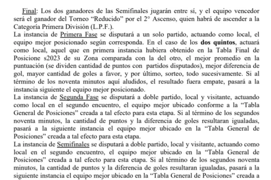 El reglamento del Reducido.