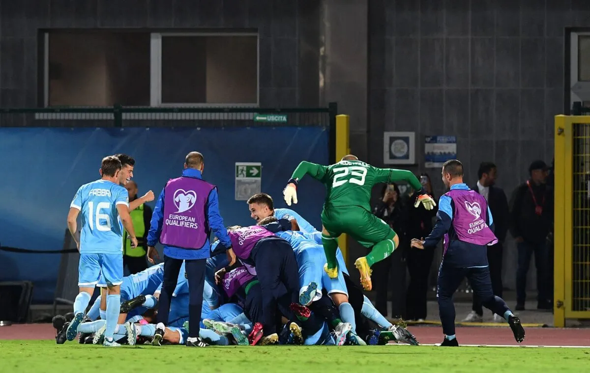 El desatado festejo de San Marino por el gol a Dinamarca