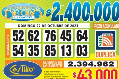 Los Números de Oro de LA GACETA del 22 de octubre de 2023