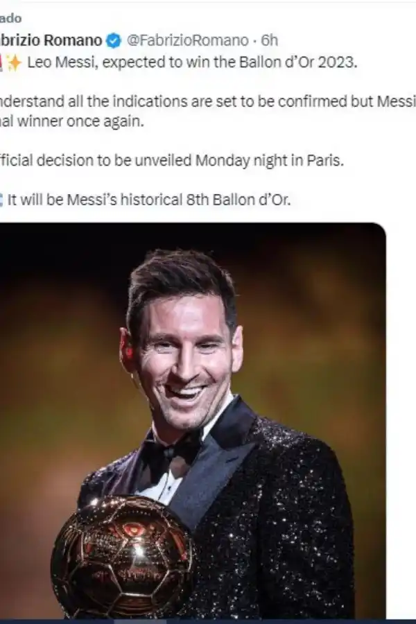 Un reconocido periodista italiano asegura que Messi ganará el Balón de Oro