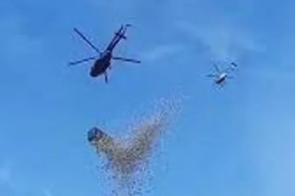 Video: un influencer arrojó U$S1 millón desde un helicóptero para sus seguidores