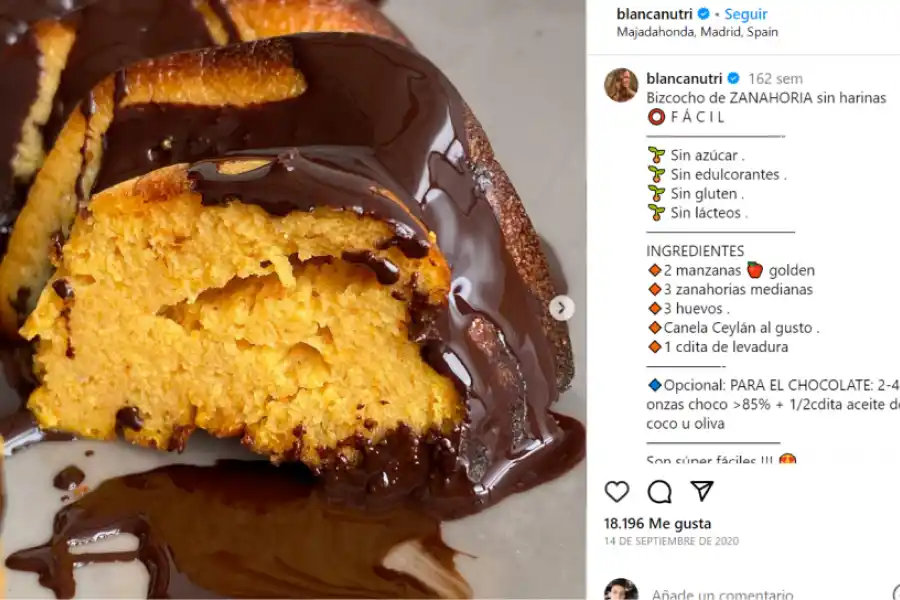La receta fue compartida por la nutricionista Blanca García-Orean en su cuenta de Instagram.