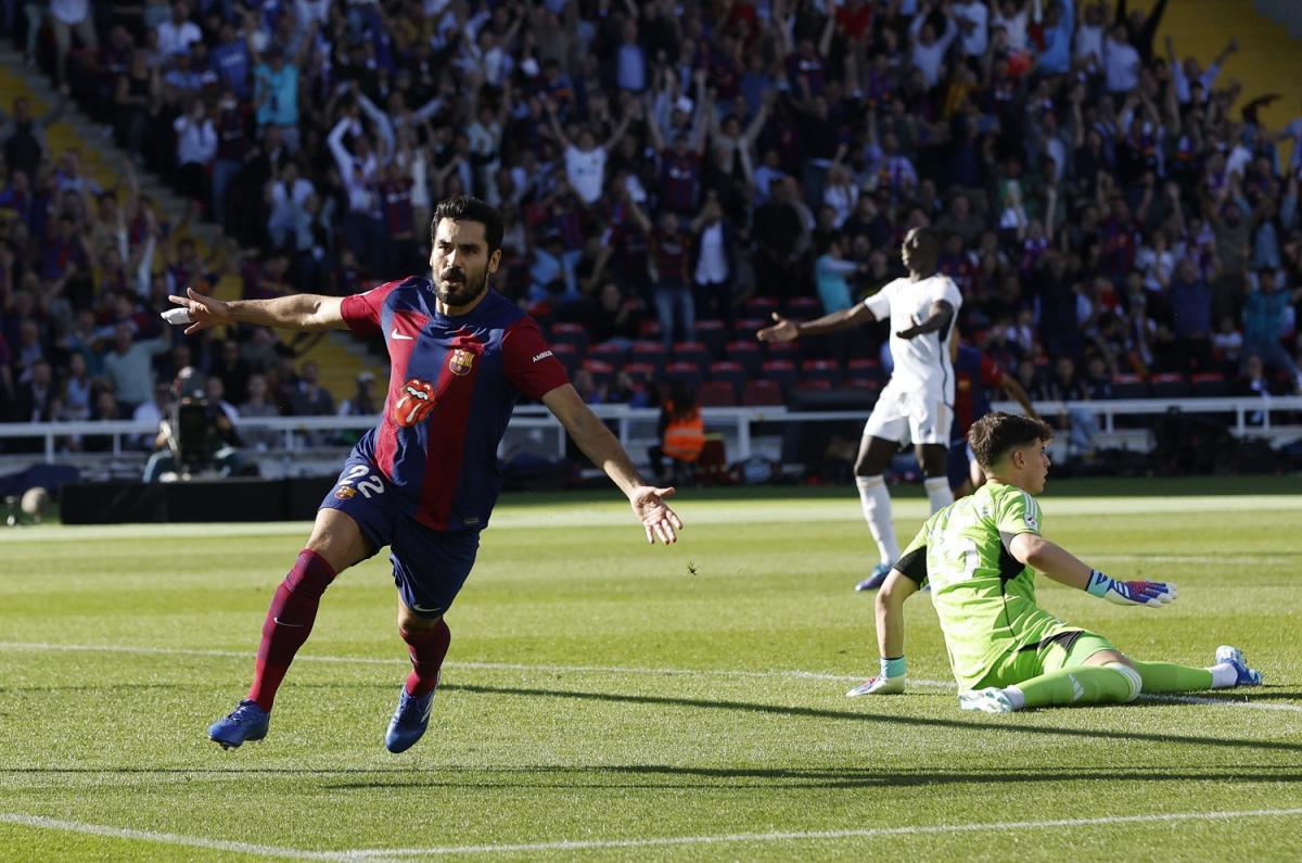 EL PRIMER GRITO. Gündogan marcó el gol del Barcelona ante Real Madrid. REUTERS
