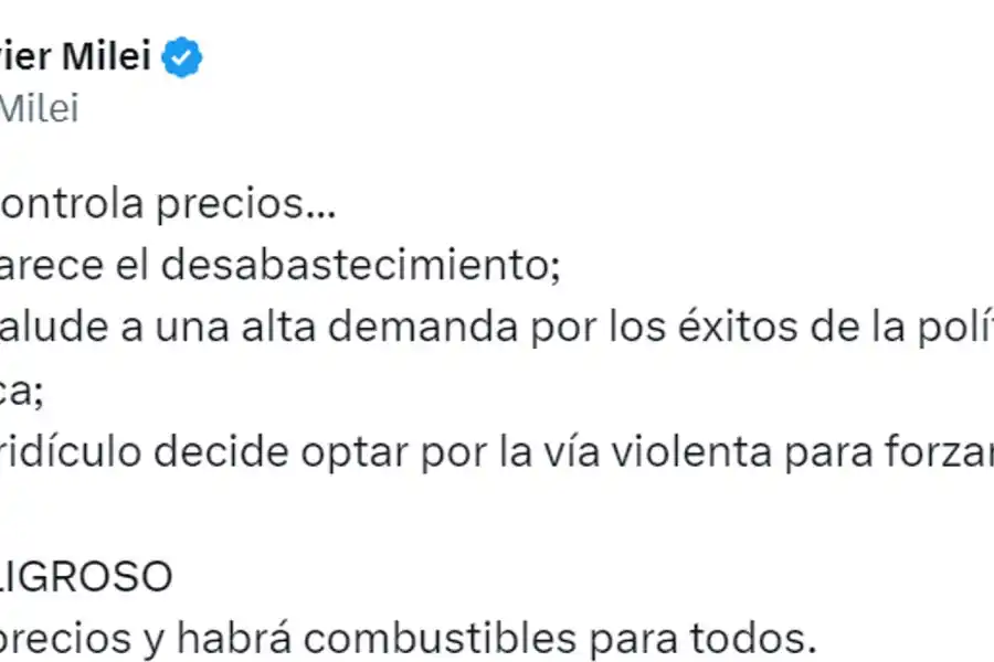 Javier Milei arremetió contra Sergio Massa tras la advertencia a las petroleras