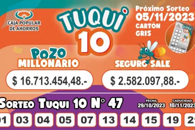 Tuqui 10: cómo salió el sorteo del domingo 29 de octubre