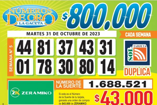 Los Números de Oro de LA GACETA del 31 de octubre de 2023