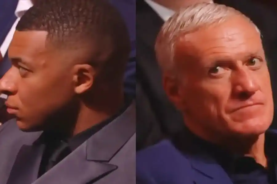 Balón de Oro: el incómodo momento de Mbappe y Deschamps cuando mostraron la atajada del “Dibu”