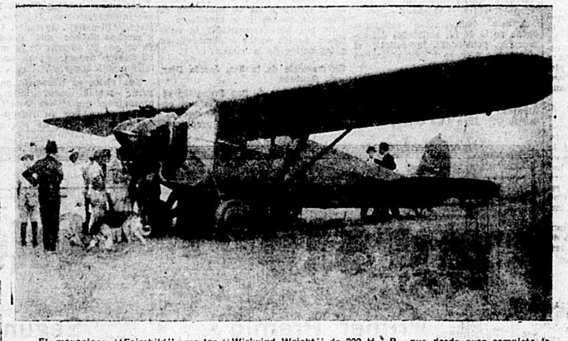 EN TAFI DEL VALLE. El Fairchild ya en plena operación llevando pasajeros a los valles y aterrizando en allí en 1929,