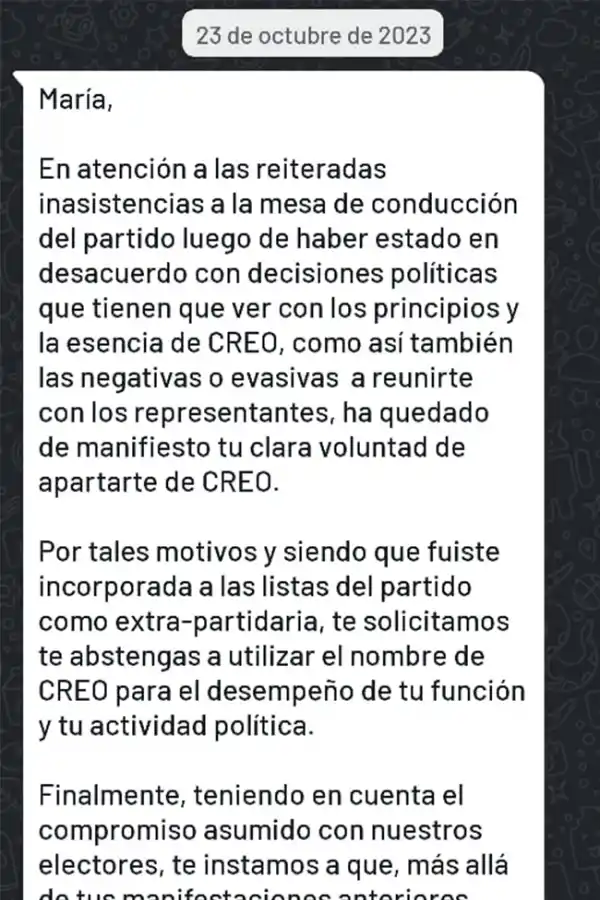 Debut y escándalo de CREO en Yerba Buena: mensajes por Whatsapp y cruces internos