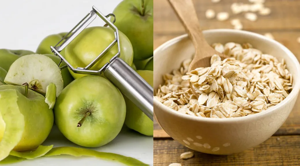 Manzana y avena, dos de los principales ingredientes del bizcochuelo.