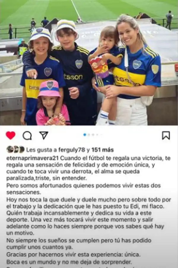 Después de Cavani, del comunicado de Boca Juniors y de Almirón, quien se expresó en las redes sociales fue la pareja del uruguayo