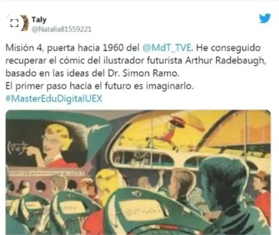 En 1958, el ilustrador futurista Arthur Radebaugh imaginó las clases online.