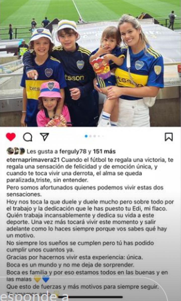 Después de Cavani, del comunicado de Boca Juniors y de Almirón, quien se expresó en las redes sociales fue la pareja del uruguayo