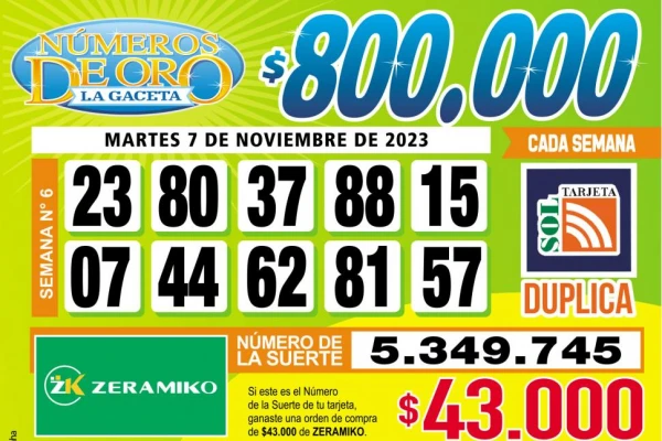 Los Números de Oro de LA GACETA del 7 de noviembre de 2023