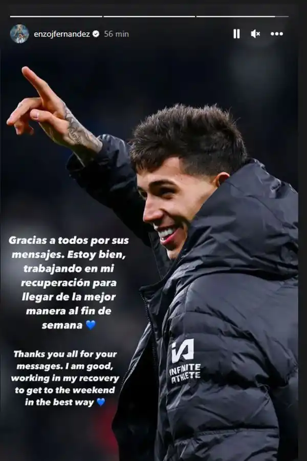 Enzo Fernández publicó un mensaje sobre la brutal patada de “Cuti” Romero