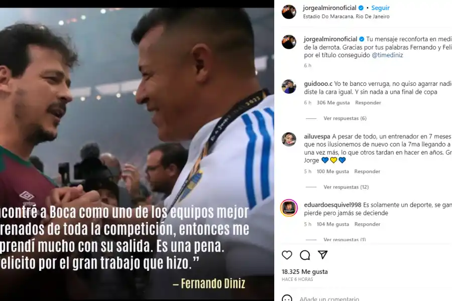 La respuesta de Jorge Almirón para Fernando Diniz: “tus palabras me reconfortan”
